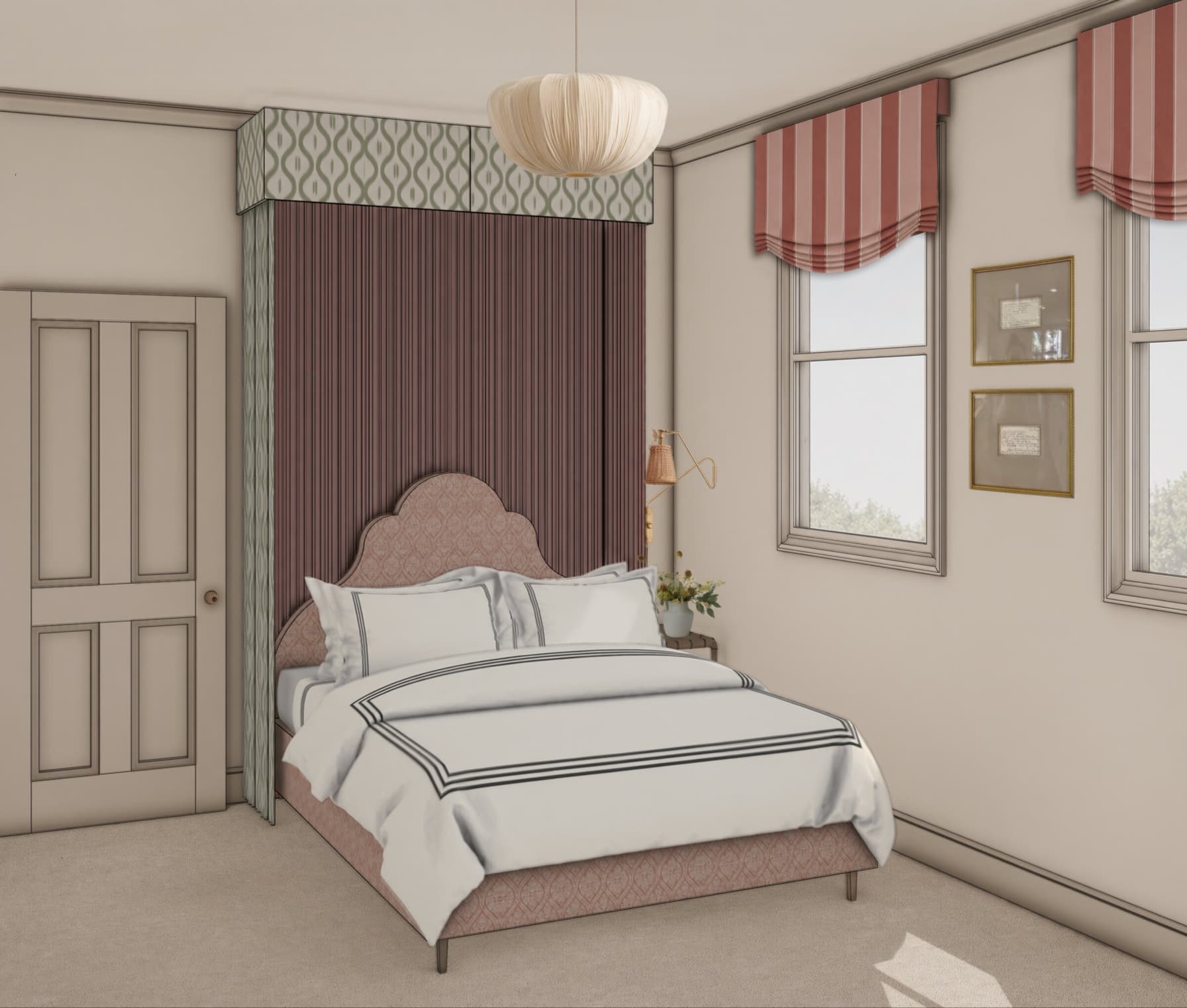 Various edesigns bedroom pink panelled