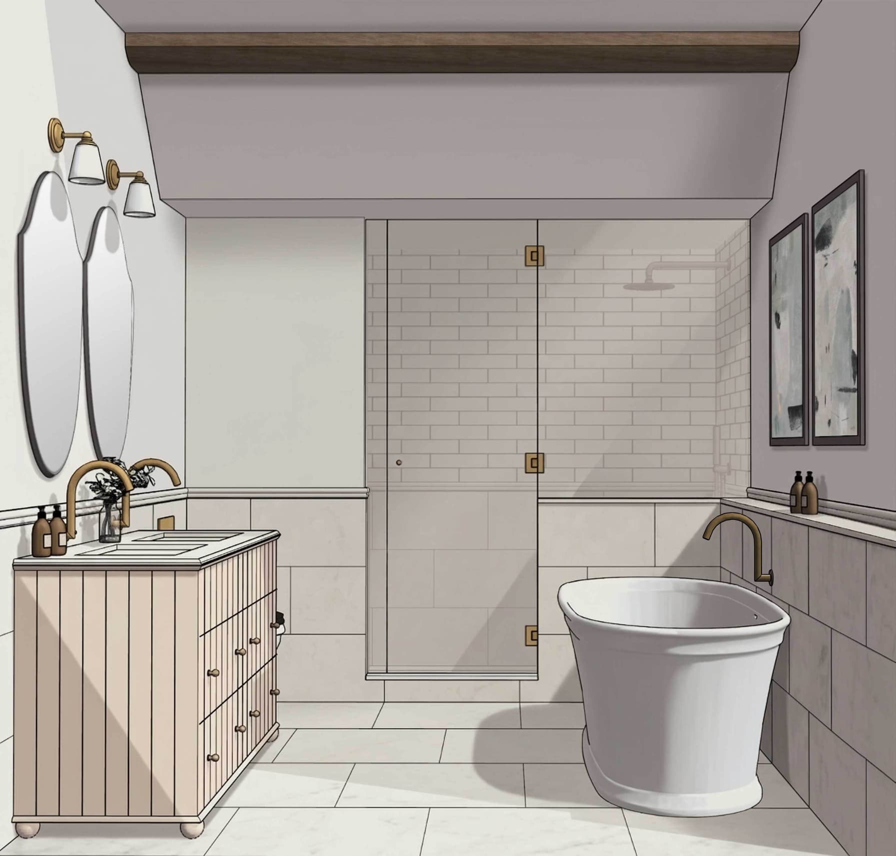Bathroom Shower w Lighting 2